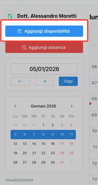 Pulsante aggiungi disponibilità